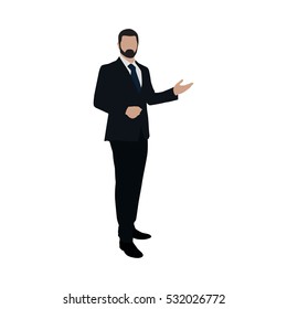 Business man at presentation. Flat vector illustration