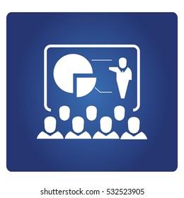 business man presentation icon on blue background