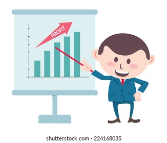 business man at  presentation with profit graphic chart