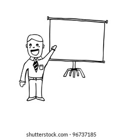 business man presentation - vector illustration