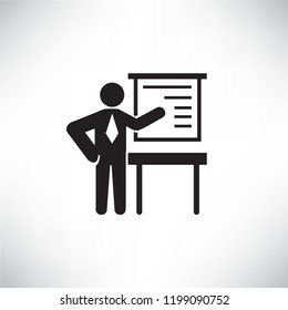 business man presentation with whiteboard