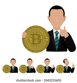 Business man is presenting the Bitcoin.For business concept as investor or currency trader
