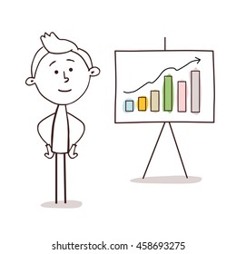 Business Man Presenting with Board