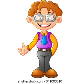 business man presenting cartoon