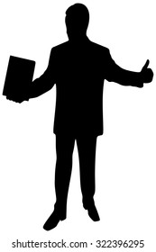 business man presenting a clipboard and giving the ok for it