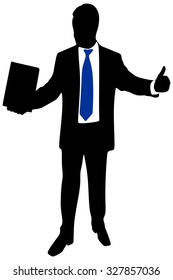 business man presenting a clipboard and giving the ok for it