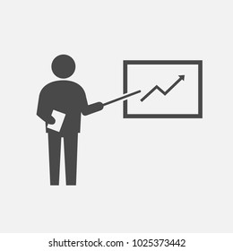 business man presenting data and business growth in a meeting vector icon