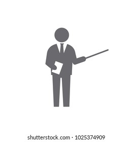 business man presenting with paper and pointer vector icon