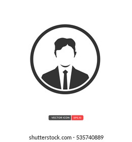 Business Man profile in circle shape on white background. Vector icon