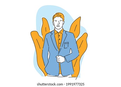 business man profile  illustration hand draw