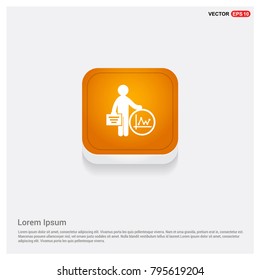 Business Man and progress Icon Orange Abstract Web Button