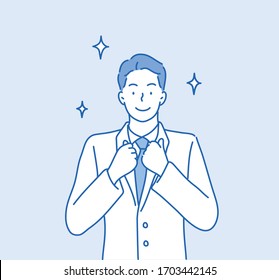 business man proud. Hand drawn style vector design illustrations.