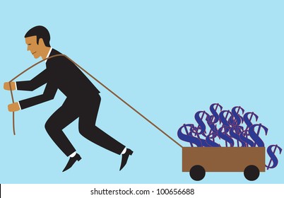 business man pull dollar