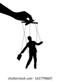 Business man puppet silhouette vector