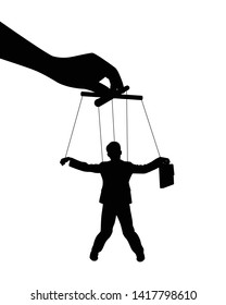 Business man puppet silhouette vector