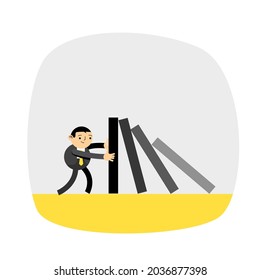 business man push domino vector