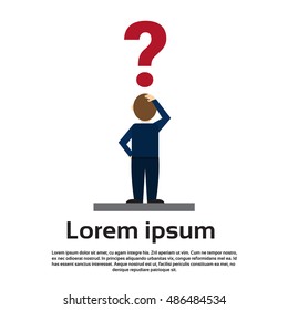 Business Man With Question Mark Pondering Problem Concept Flat Vector Illustration