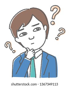 Business man with question marks