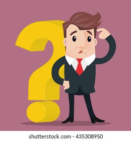 Business man with question mark.-Vector illustration