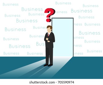 Business man with question mask . Business concept Isometric 3d design vector illustration