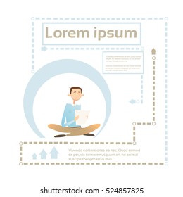 Business Man Read Document Study Abstrakter Hintergrund Flache Vektorgrafik