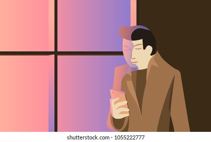 Business man read a phone in relaxed lifestyle