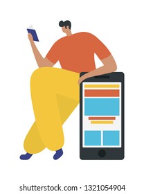 Business man  reading a book. Flat style modern vector illustration.