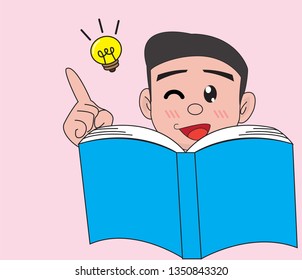 business Man reading a book and think idea for success.