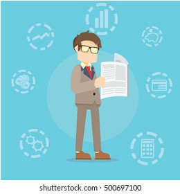 business man reading newspaper