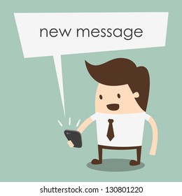  business man reading a text message