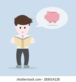 Business man reading and thinking about Investing concept
