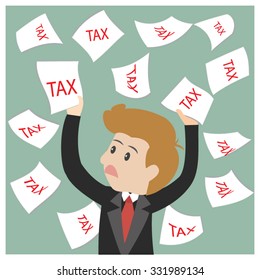 Business man receive a document with an aghast expression.Vector illustration business cartoon concept.