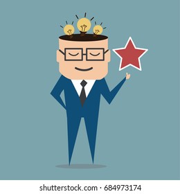 Business man recommended idea for creativity,flat vector design.
