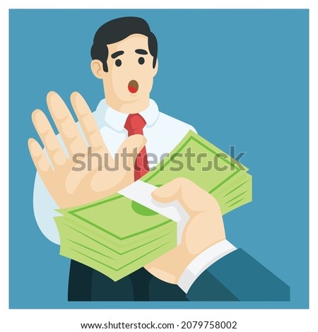business man refuses to give money. say no to corruption