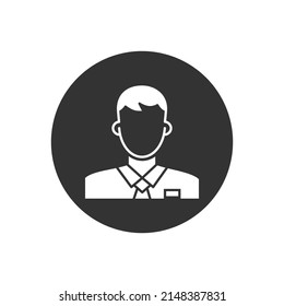 Business man related vector line icon. Male face silhouette with office suit and tie. User avatar profile. Employee sign. Vector illustration.