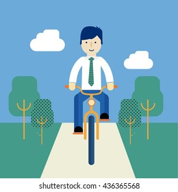 Business man riding a bike