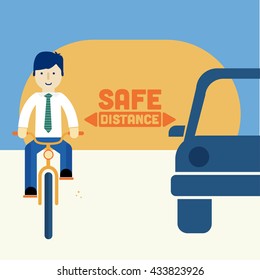 Business man riding a bike. Transit laws. Traffic rules.