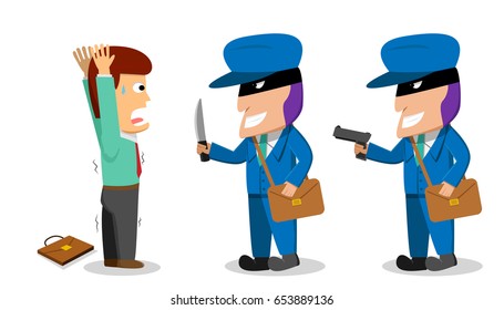 Business man was robbed by thief with knife and gun