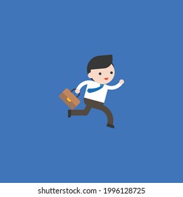 Business man run with bag, successful deal cooperation Free Vector
