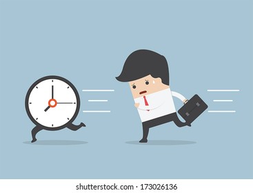 Business man run follow the clock, VECTOR, EPS10