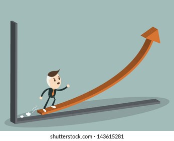 Business man run on graph upwards , business concept, vector format