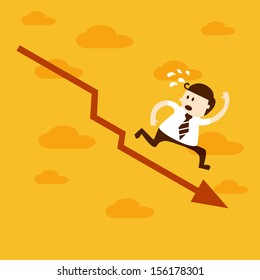 Business man run over the down trend graph, EPS10 vector format