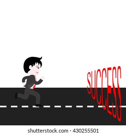 Business man run to success, vector.