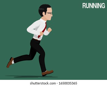 A business man is running.
