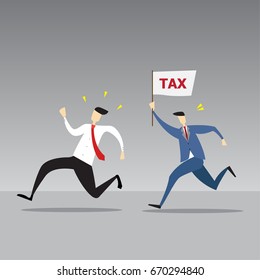 Business Man Is Running Away From Tax Collector