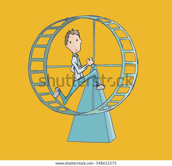 Business Man Running Hamster Wheel Stock Vector (Royalty Free ...