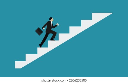 Business Man Running On Stairs