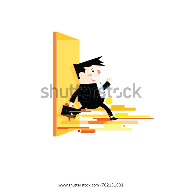 Business Man Running Out Door Stock Vector Royalty Free 702151531