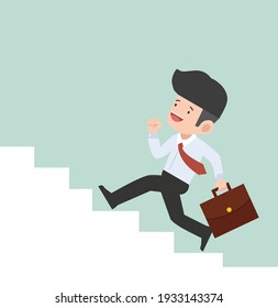 business man Running Up the Stairs Concept