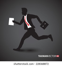 business man running with tax forms